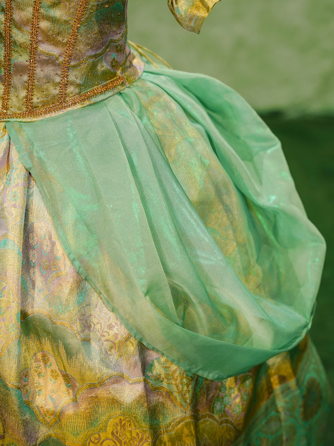 Mint Blossom Pure Kanchipuram Silk Pattu Gown