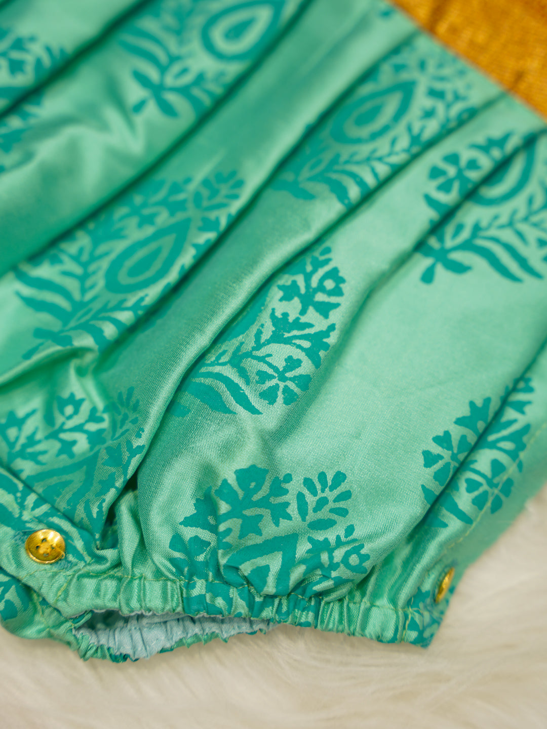 Aqua Teal & Red Silk Newborn Romper Set