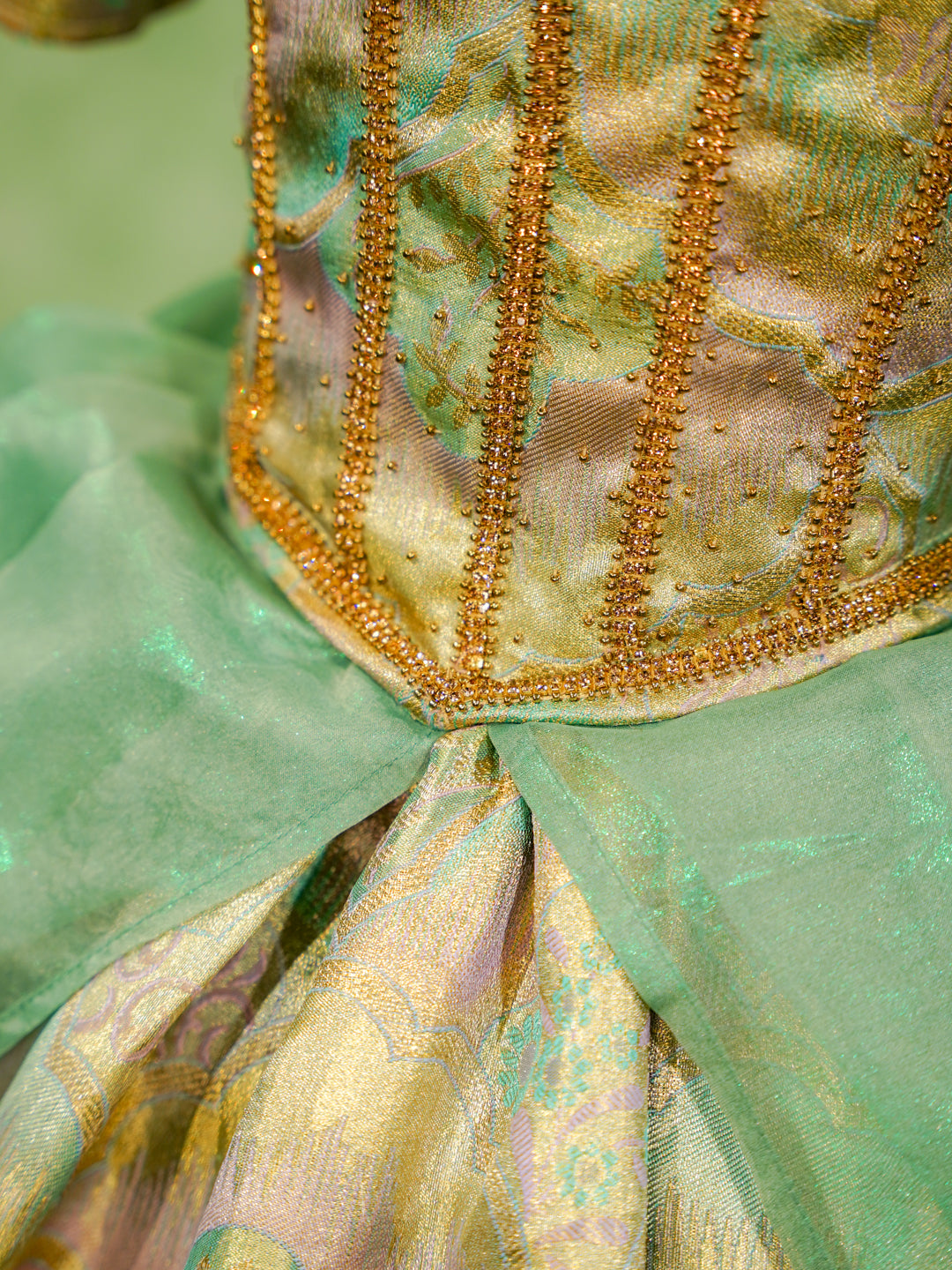 Mint Blossom Pure Kanchipuram Silk Pattu Gown