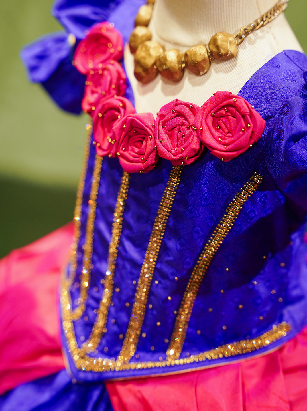Royal Blue & Rani Pink Kanchipuram Silk Renaissance Gown