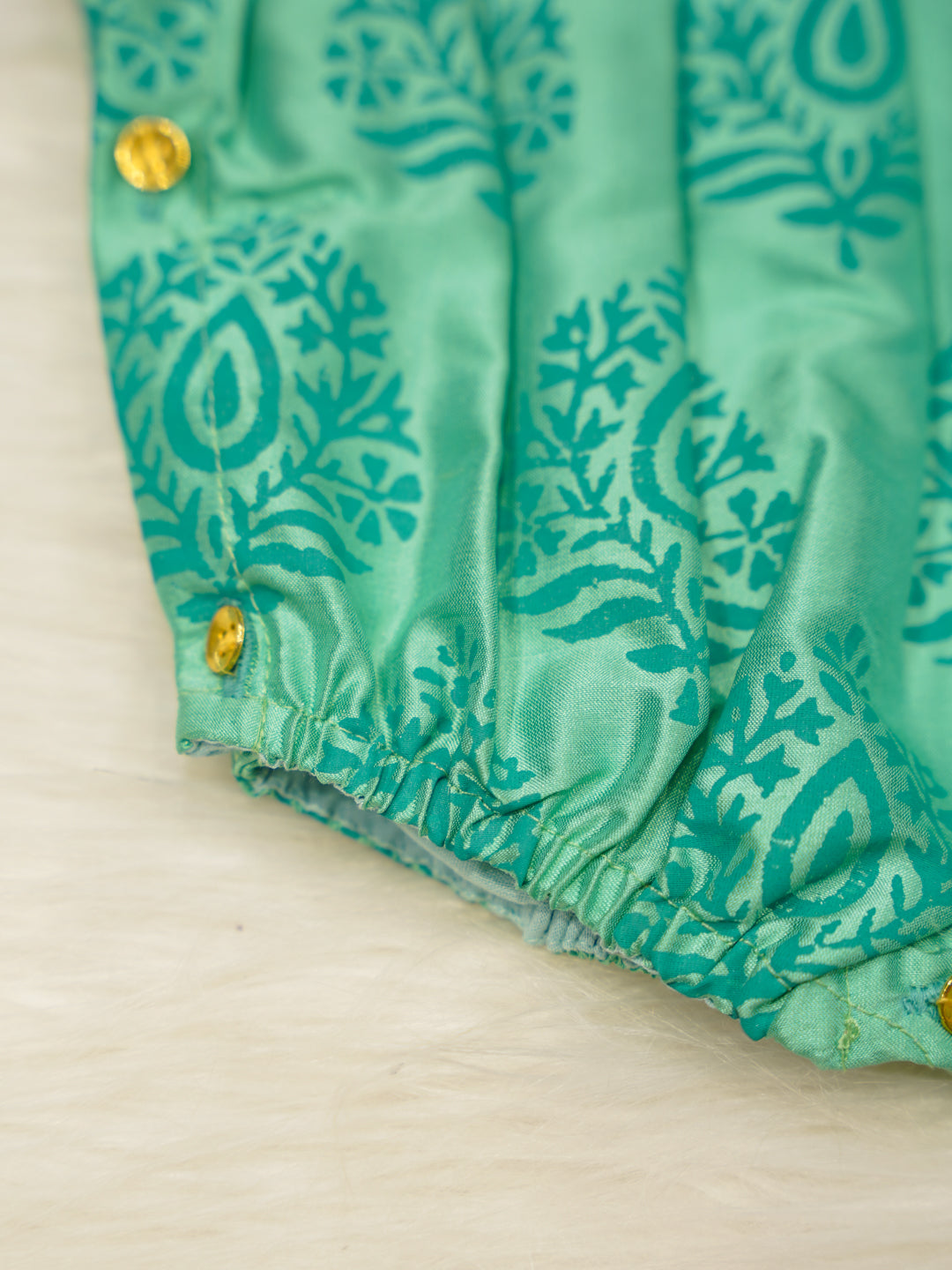 Aqua Teal & Red Silk Newborn Romper Set