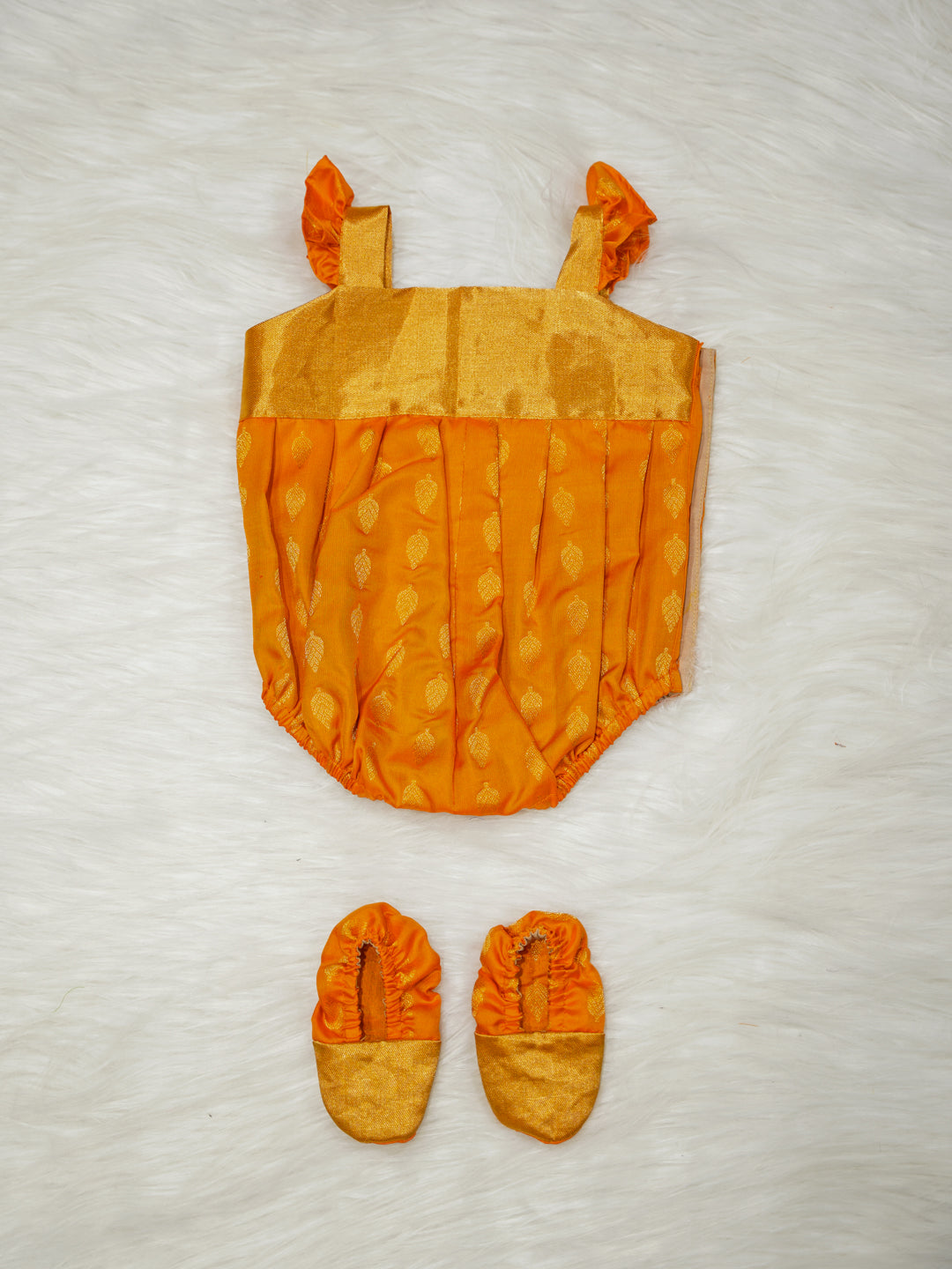 Marigold Gold Silk Newborn Romper Set