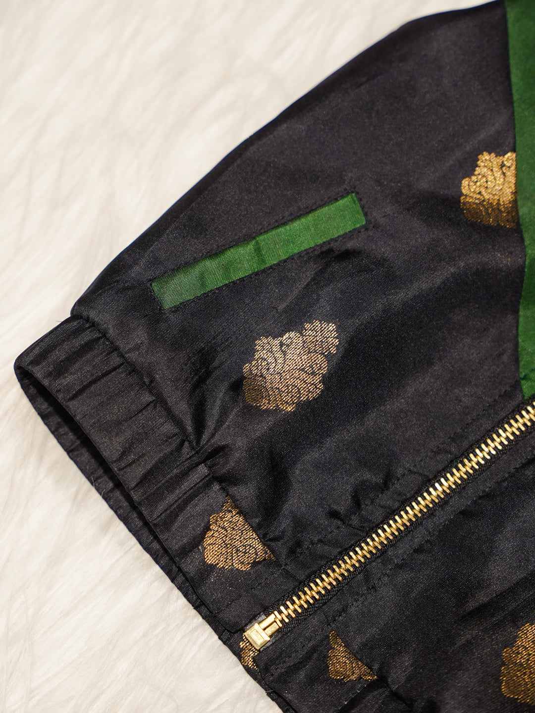 Emerald Green Newborn Hooded Jacket with Zari Motifs