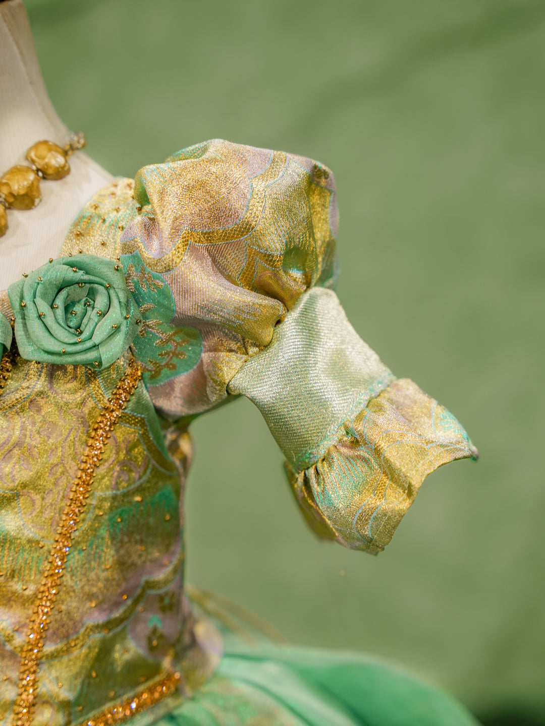 Mint Blossom Pure Kanchipuram Silk Pattu Gown