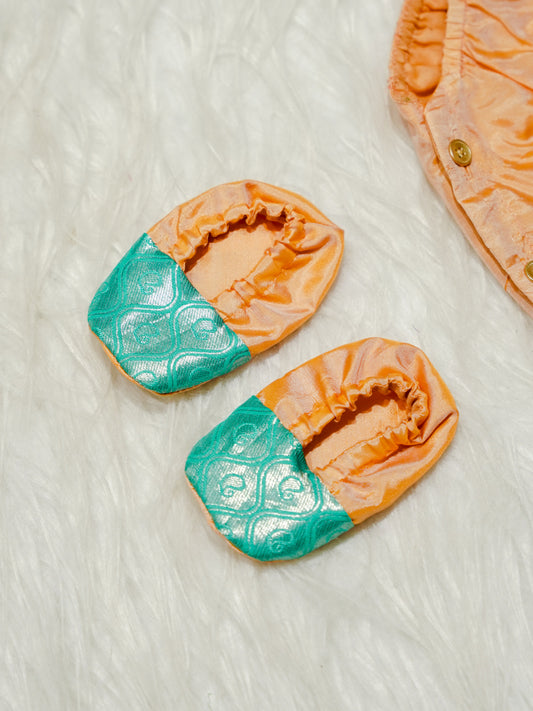 Mint Green & Peach Newborn Girl Romper