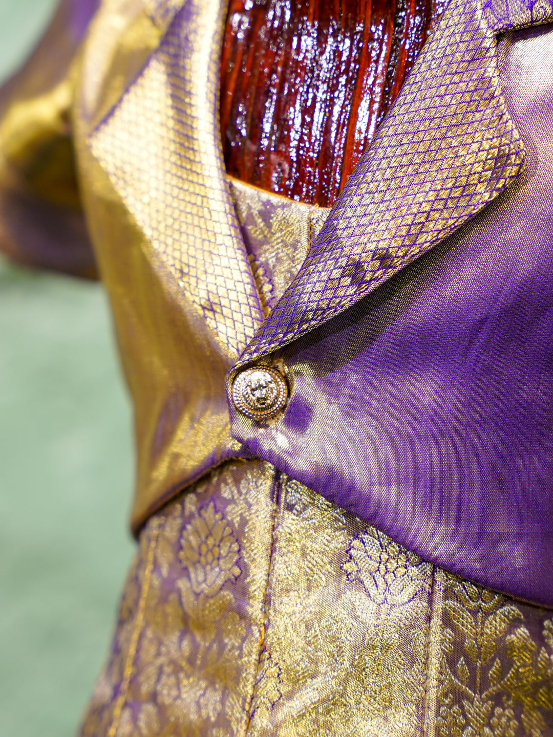 Purple & Gold Baby Girl Waistcoat Gown