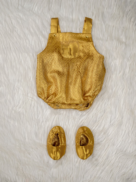 Golden Glow – Silk Romper Set for Newborns