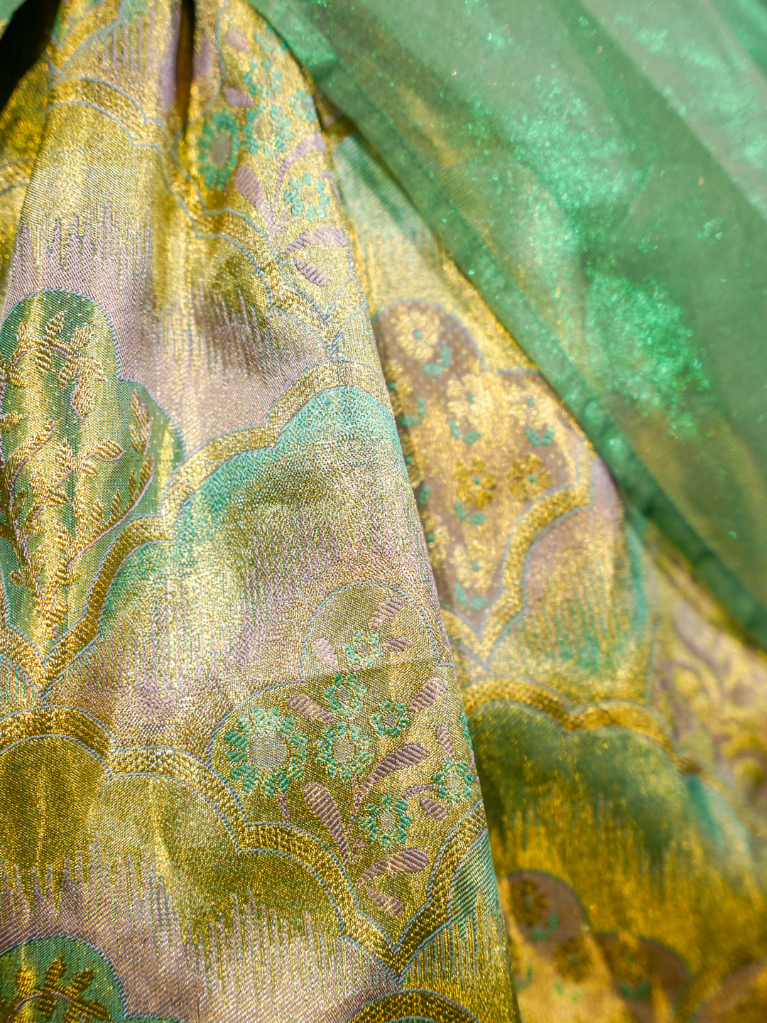 Mint Blossom Pure Kanchipuram Silk Pattu Gown