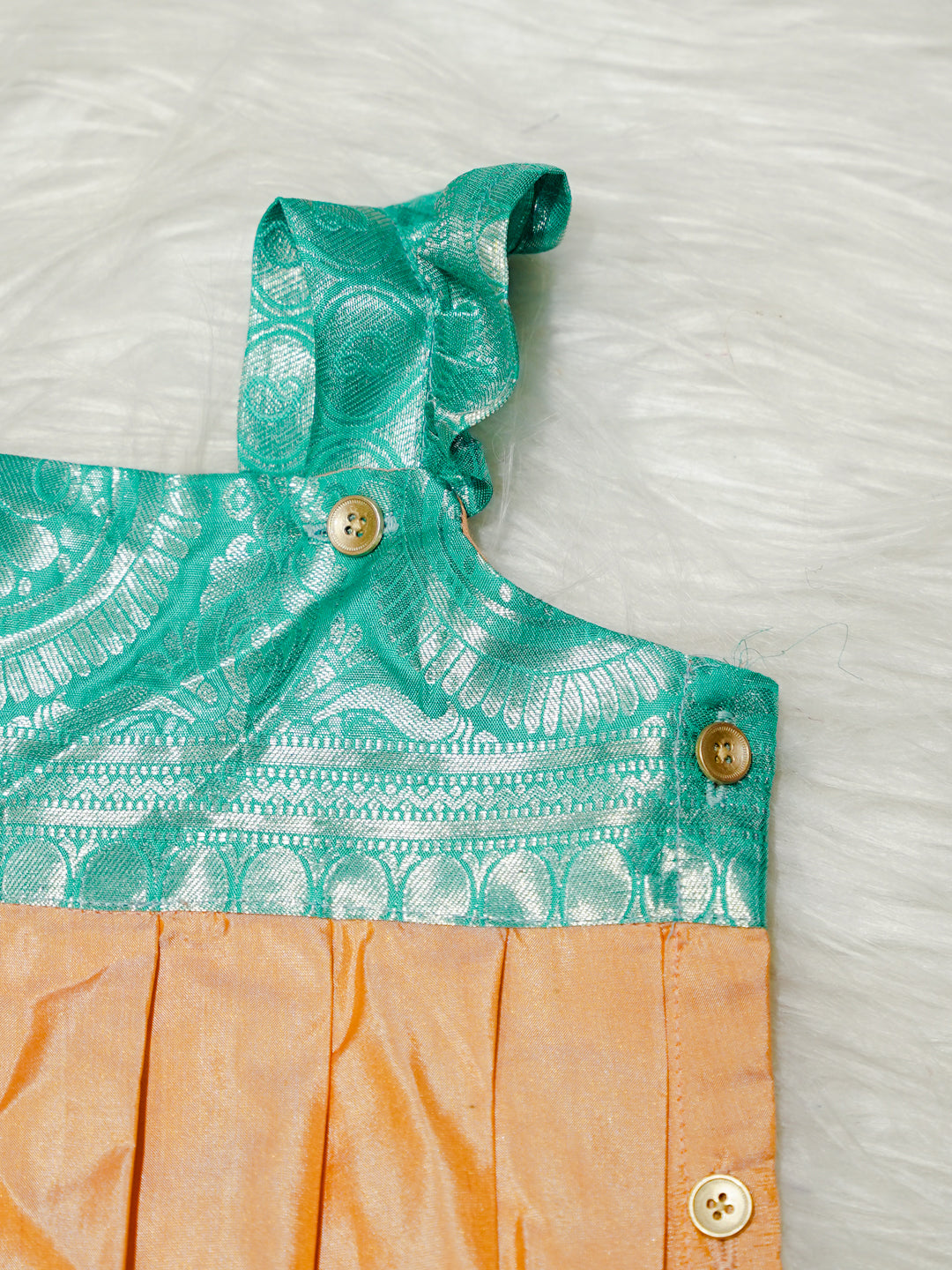 Mint Green & Peach Newborn Girl Romper