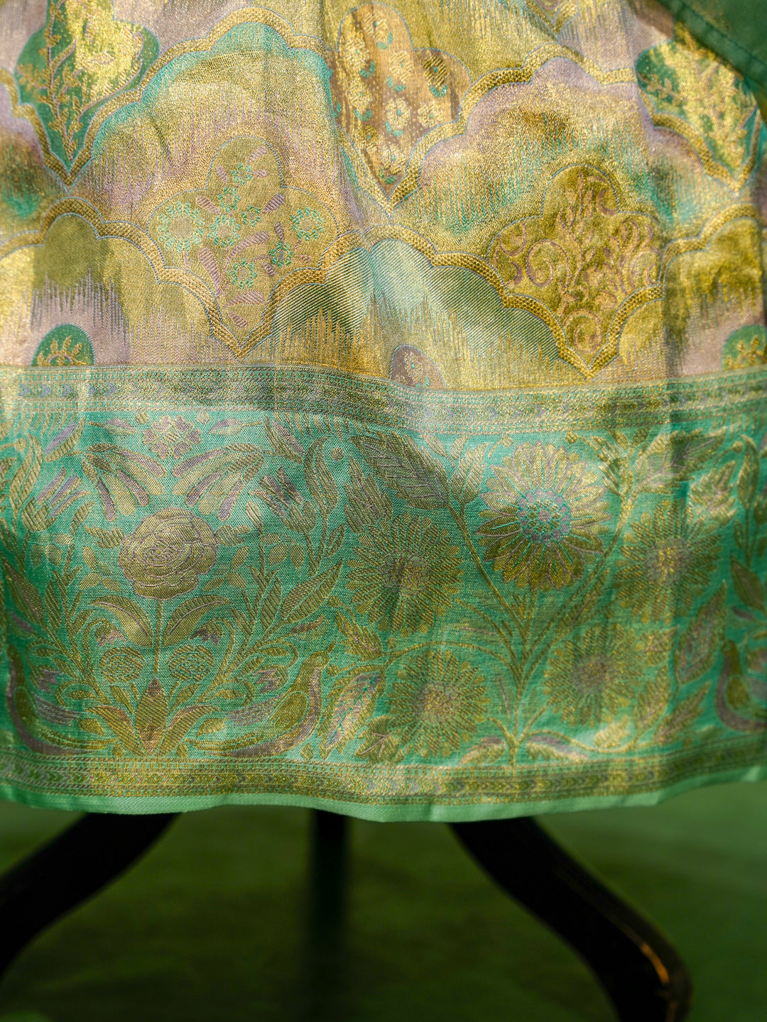 Mint Blossom Pure Kanchipuram Silk Pattu Gown