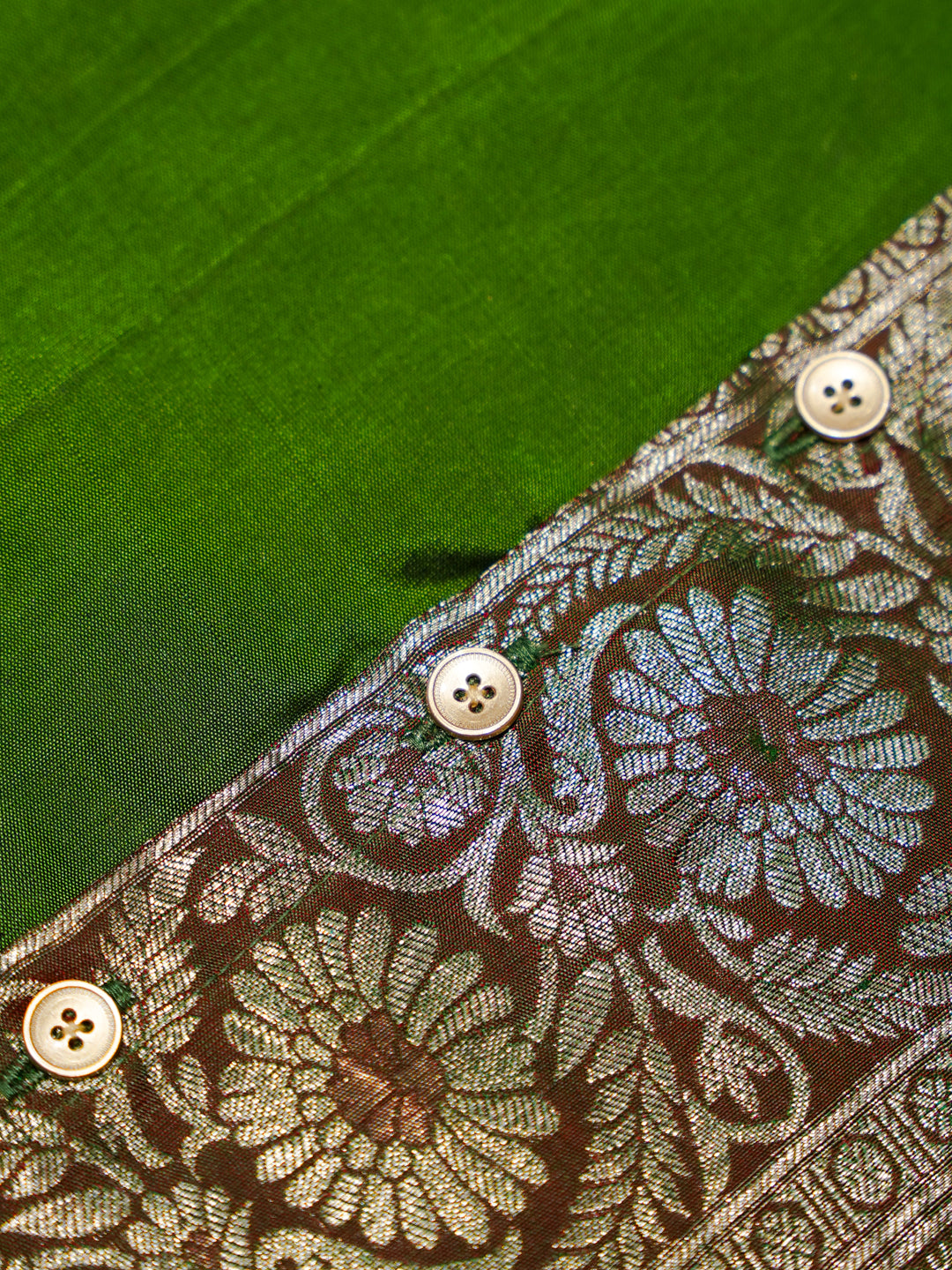 Green Boy Romper with Zari Panel