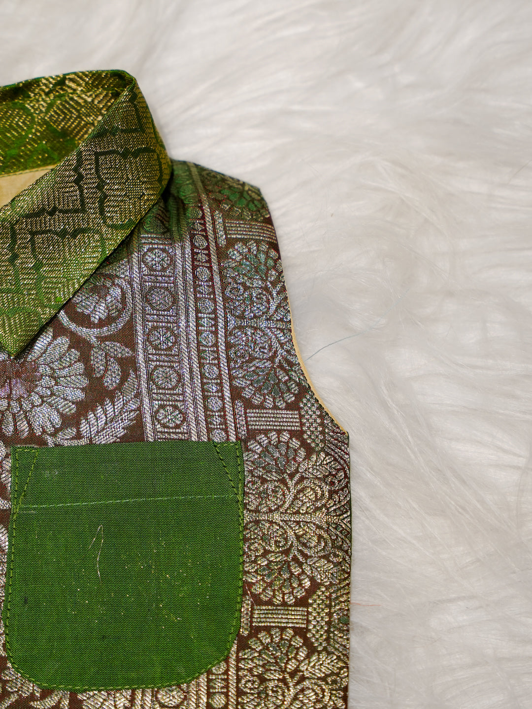 Green Boy Romper with Zari Panel