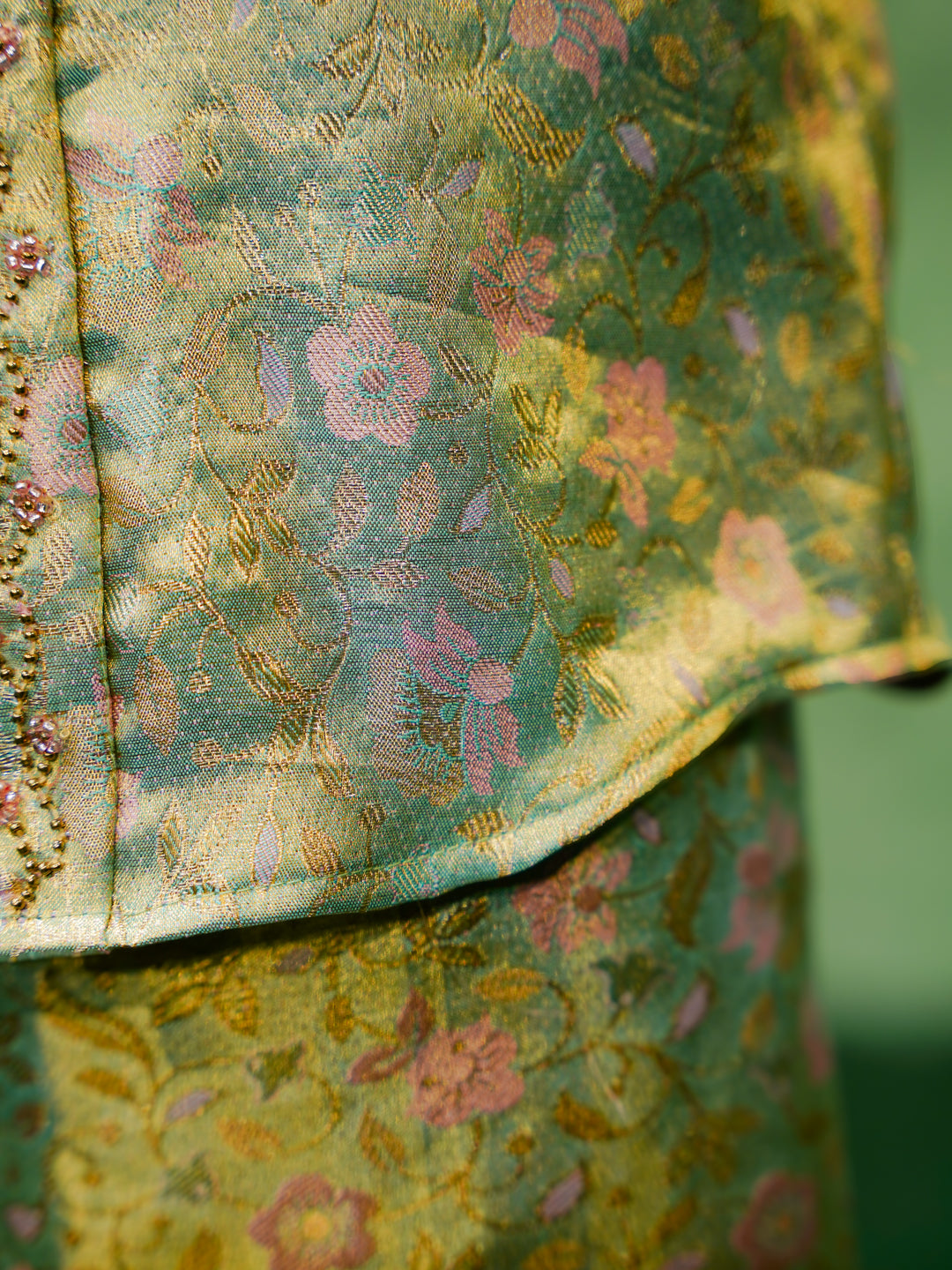 The "Little Lover Set" – Hand-Beaded Pure Kanchipuram Silk Vesti Shirt & Dhoti