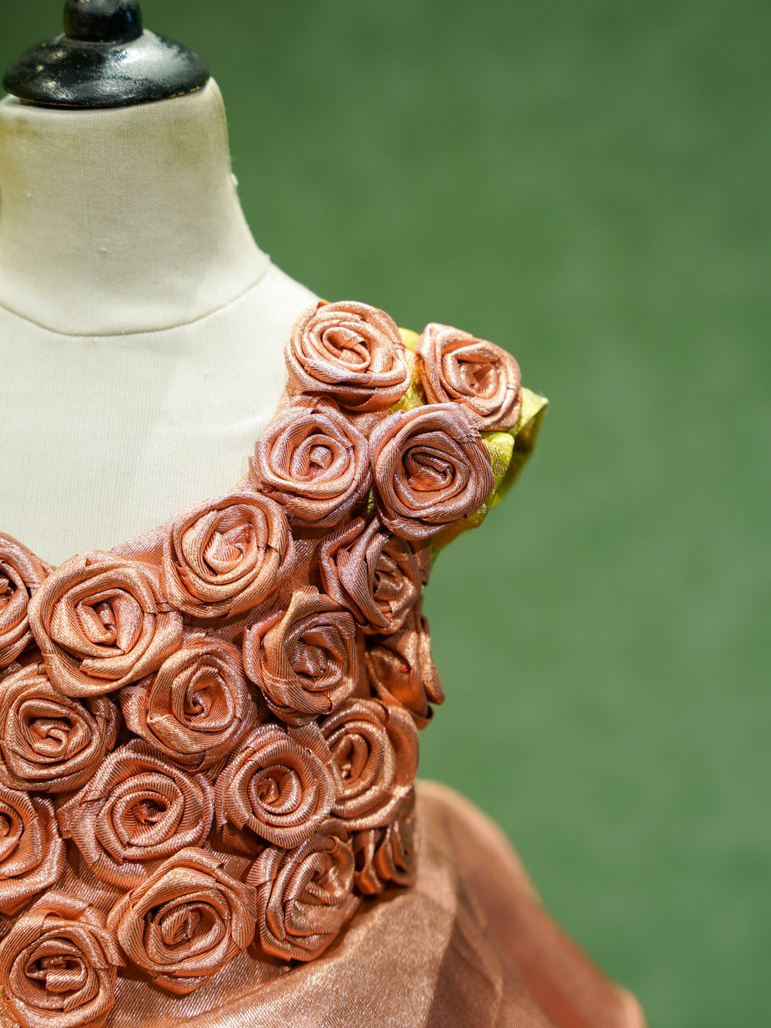 Lime Green Cinderella Silk Gown with Floral Bodice