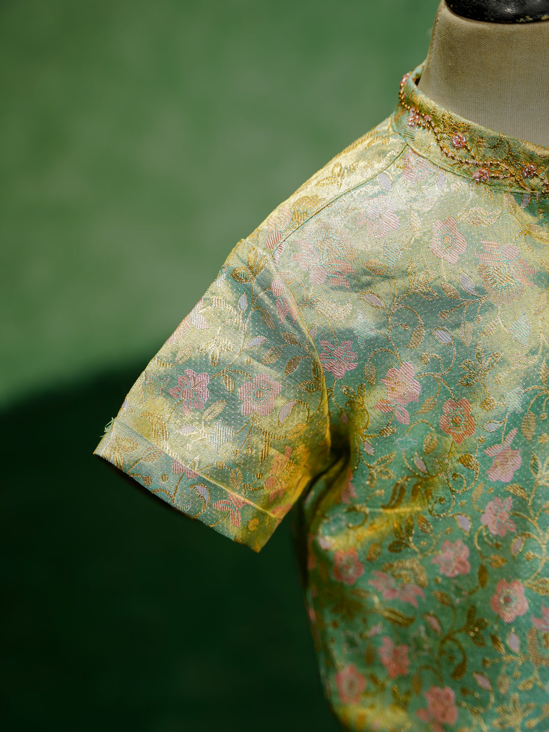 The "Little Lover Set" – Hand-Beaded Pure Kanchipuram Silk Vesti Shirt & Dhoti