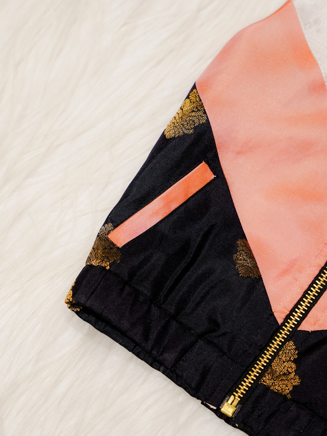 Ivory Newborn Unisex Hooded Jacket with Contrast Panels