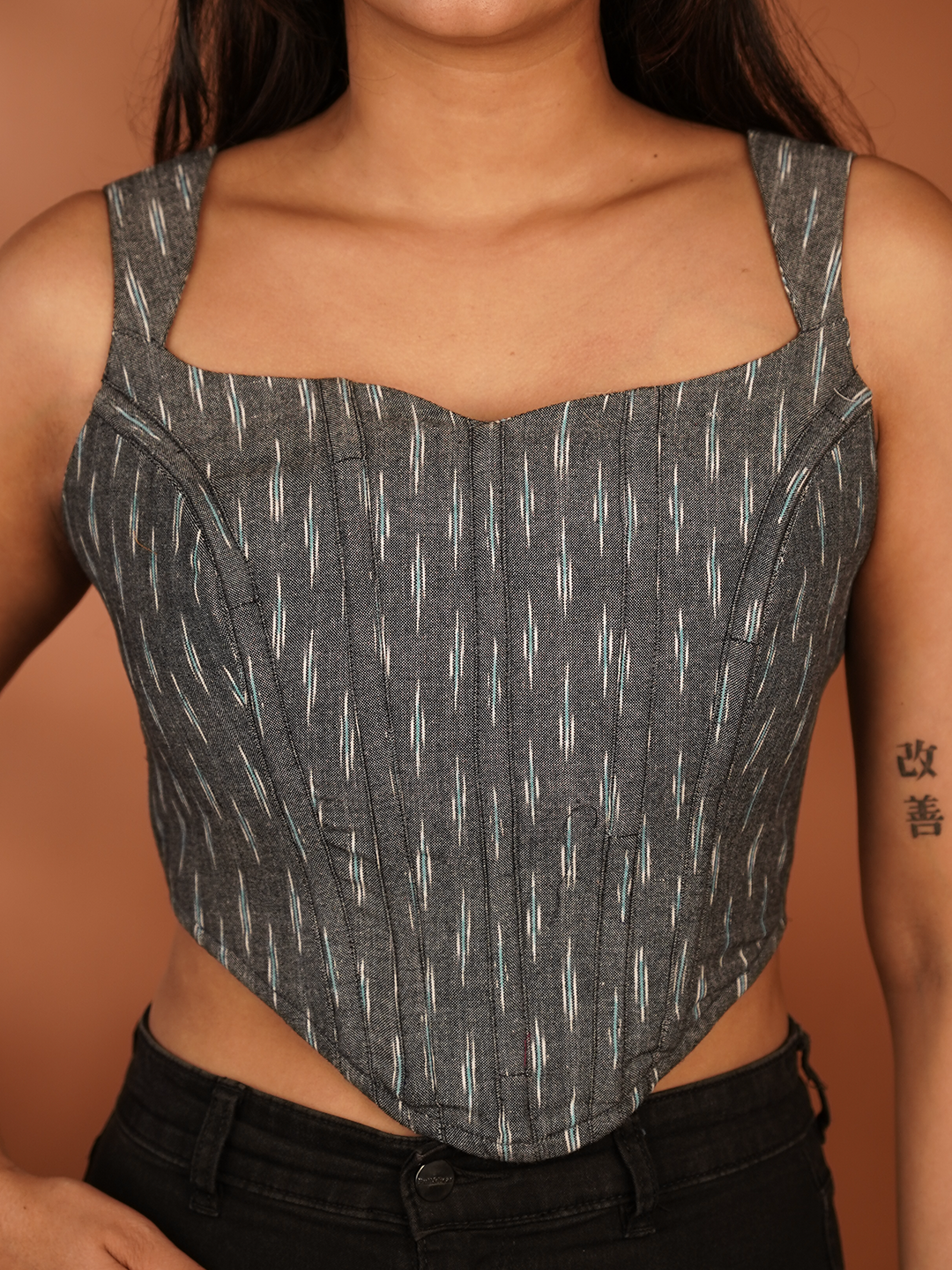 Classic Grey Corset Top – Modern Style with a Flattering Fit