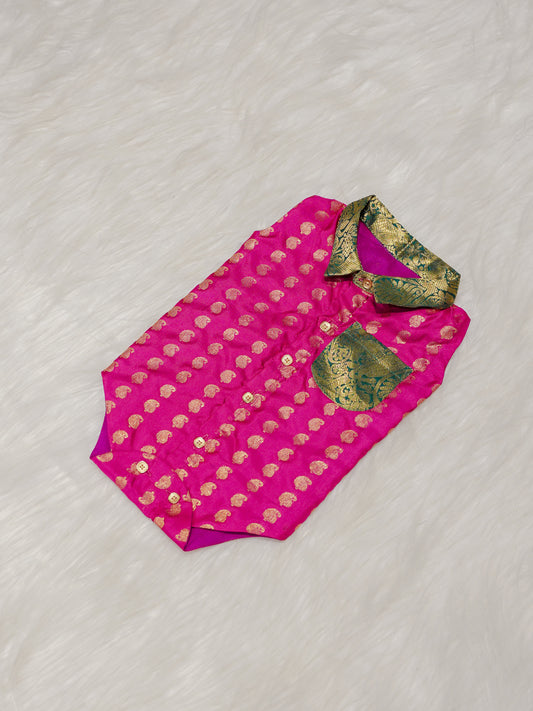 Pink Boy Romper with Zari Motifs