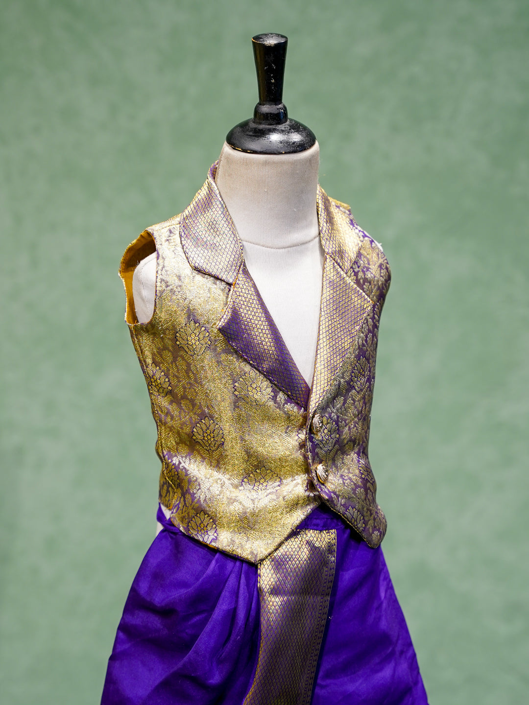 Purple Baby Boy Waistcoat Dhoti Set
