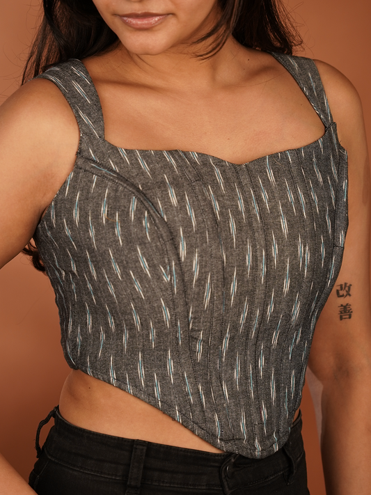 Classic Grey Corset Top – Modern Style with a Flattering Fit