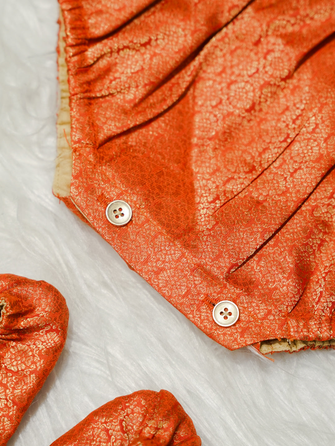 Silver Grey & Coral Orange Newborn Girl Romper