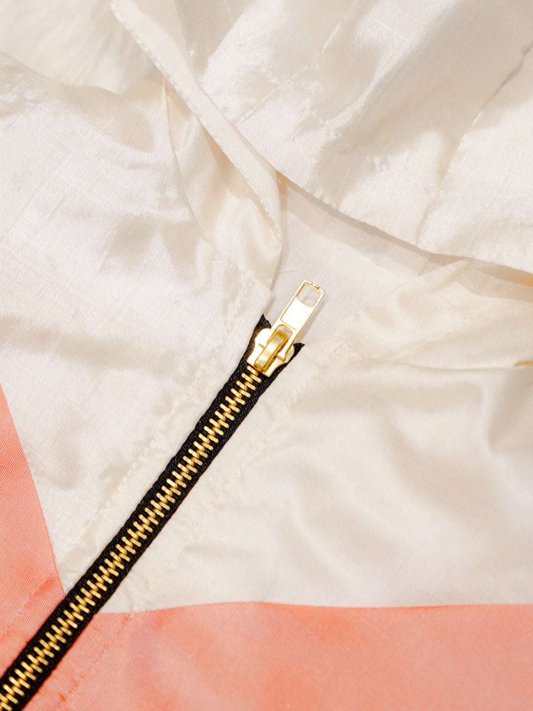 Ivory Newborn Unisex Hooded Jacket with Contrast Panels