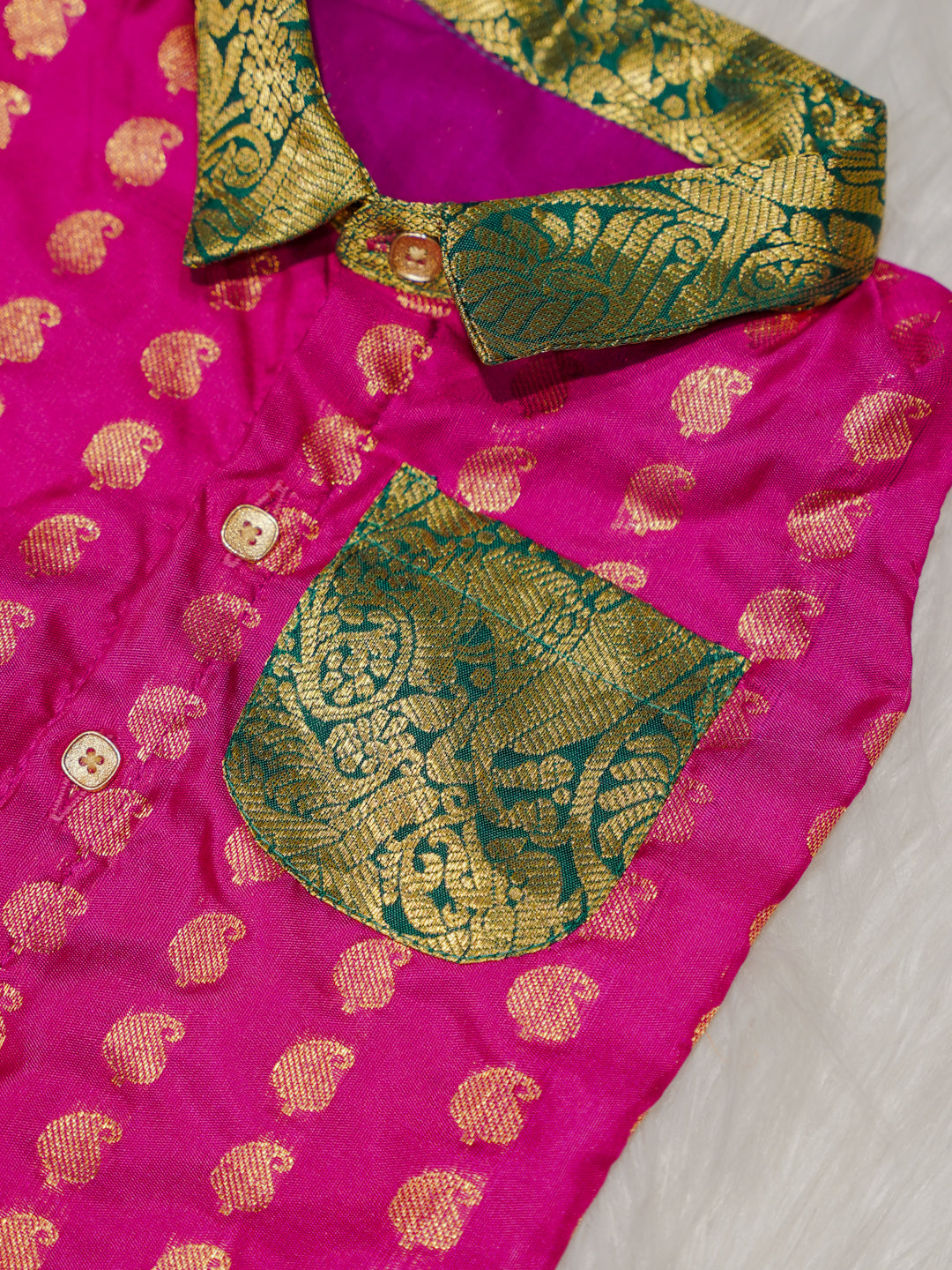 Pink Boy Romper with Zari Motifs