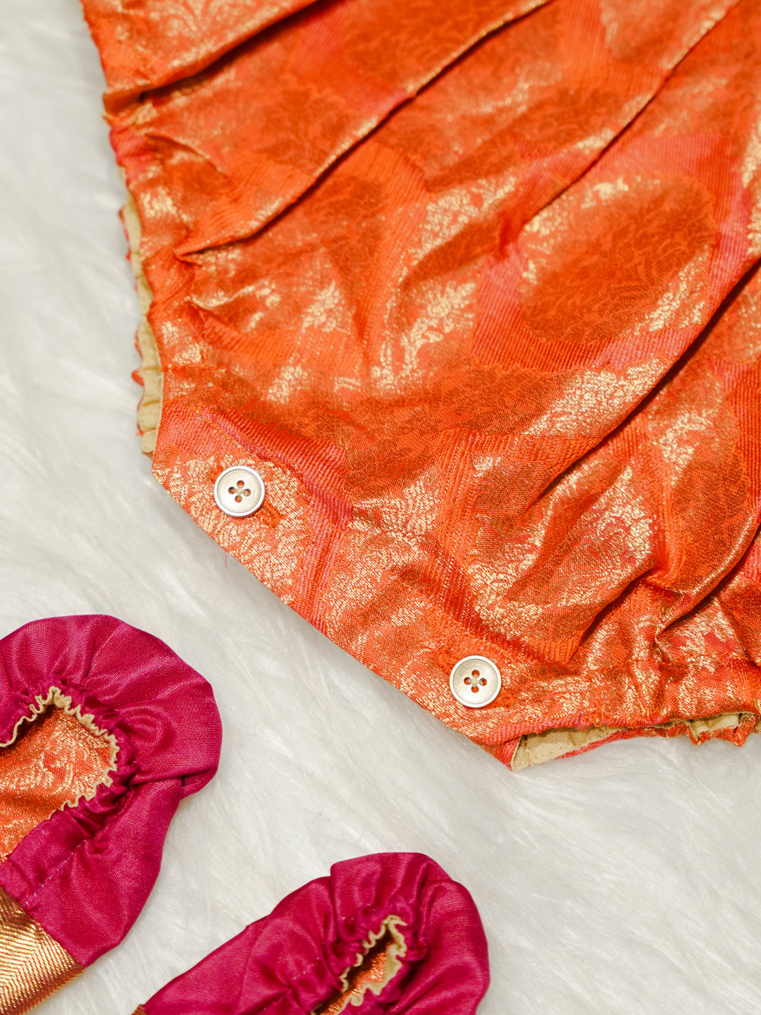Coral Orange & Pink Newborn Girl Romper