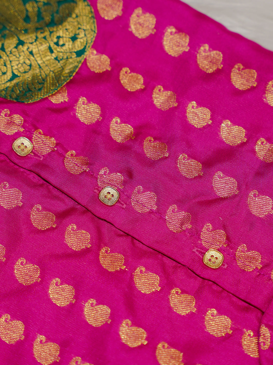 Pink Boy Romper with Zari Motifs