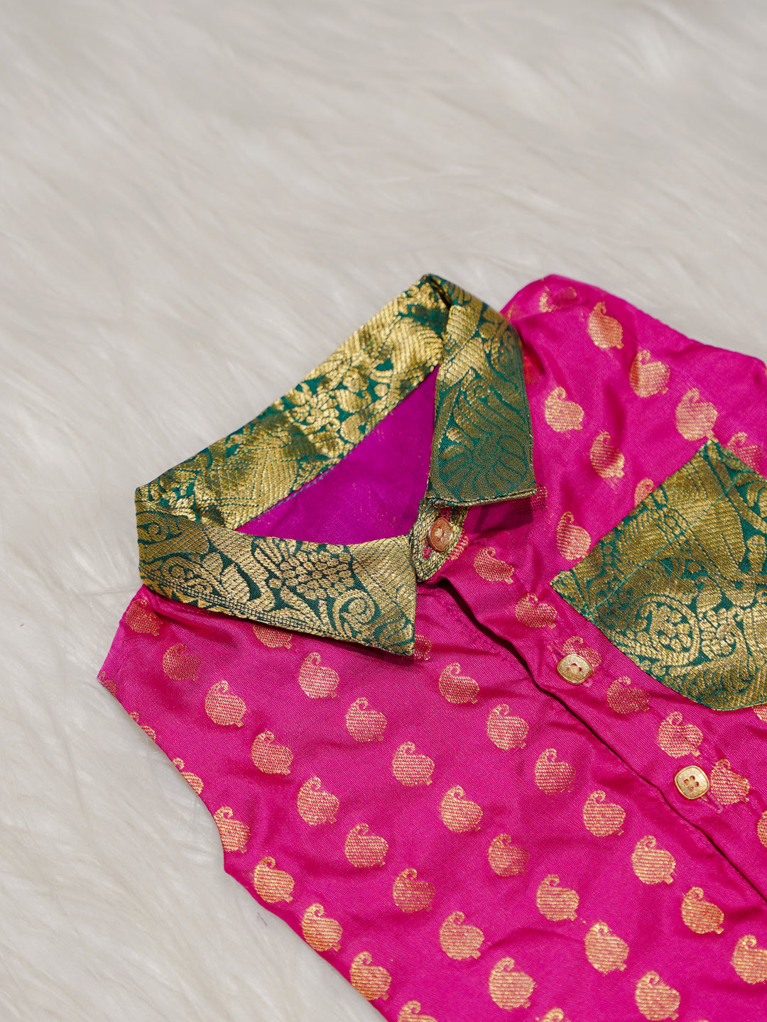 Pink Boy Romper with Zari Motifs