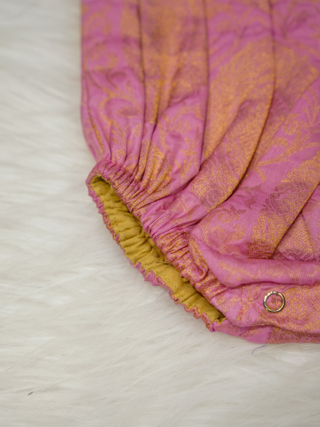 Rose Pink & Emerald Silk Newborn Romper