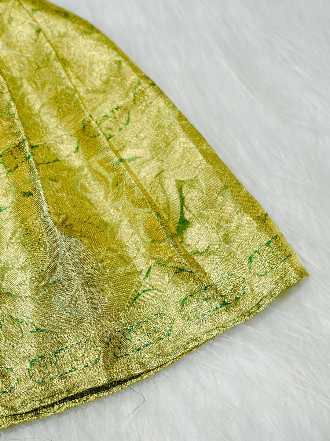Parrot Green Kanchipuram Silk Baby Gown with Bow