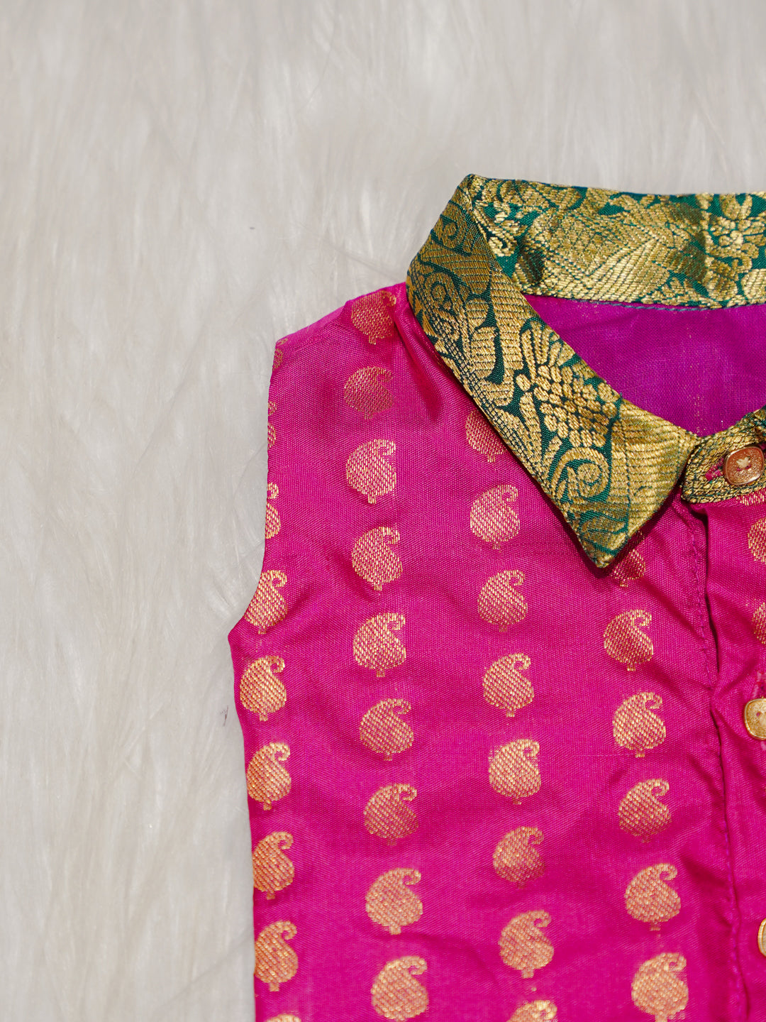 Pink Boy Romper with Zari Motifs