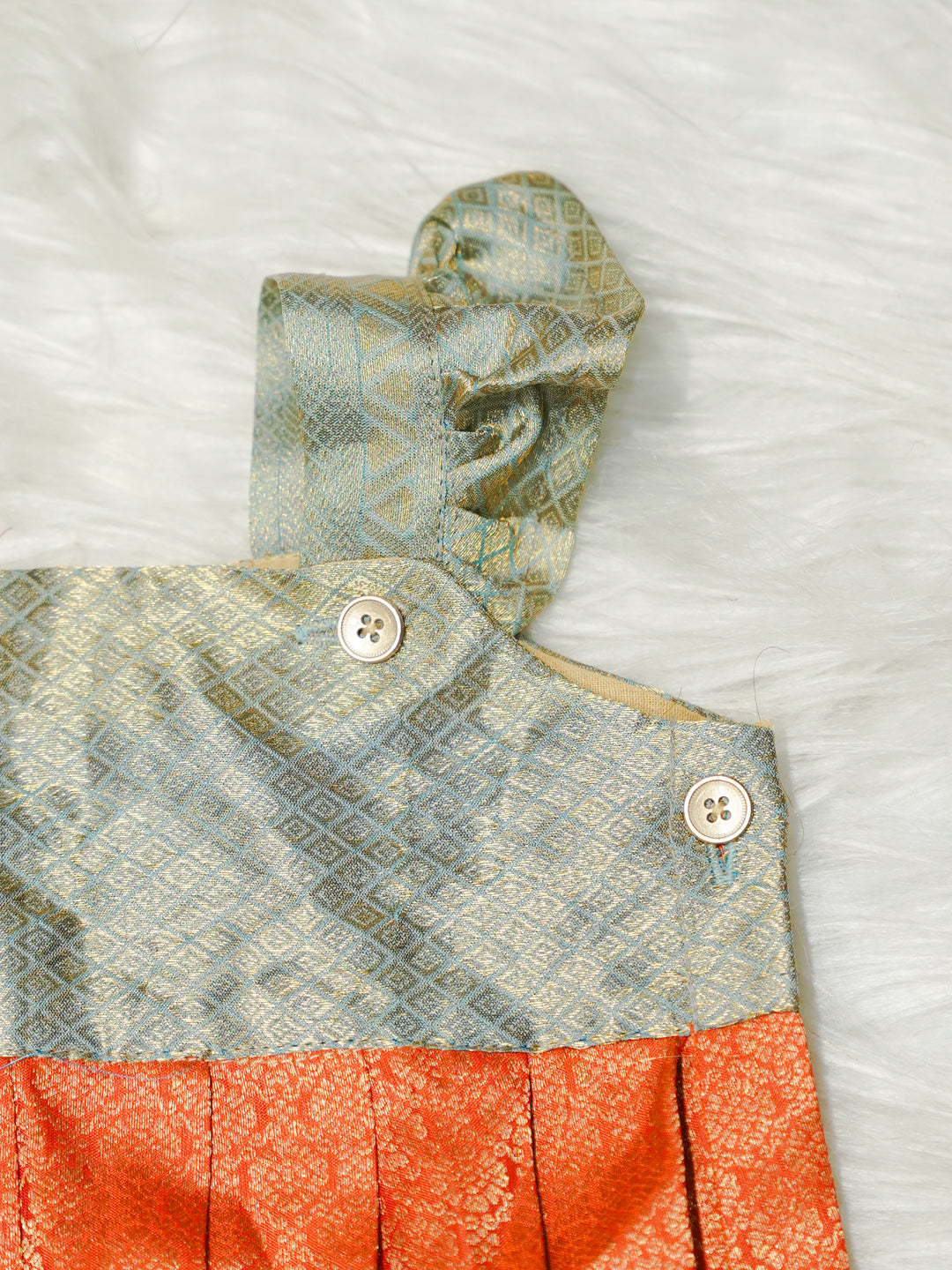 Silver Grey & Coral Orange Newborn Girl Romper