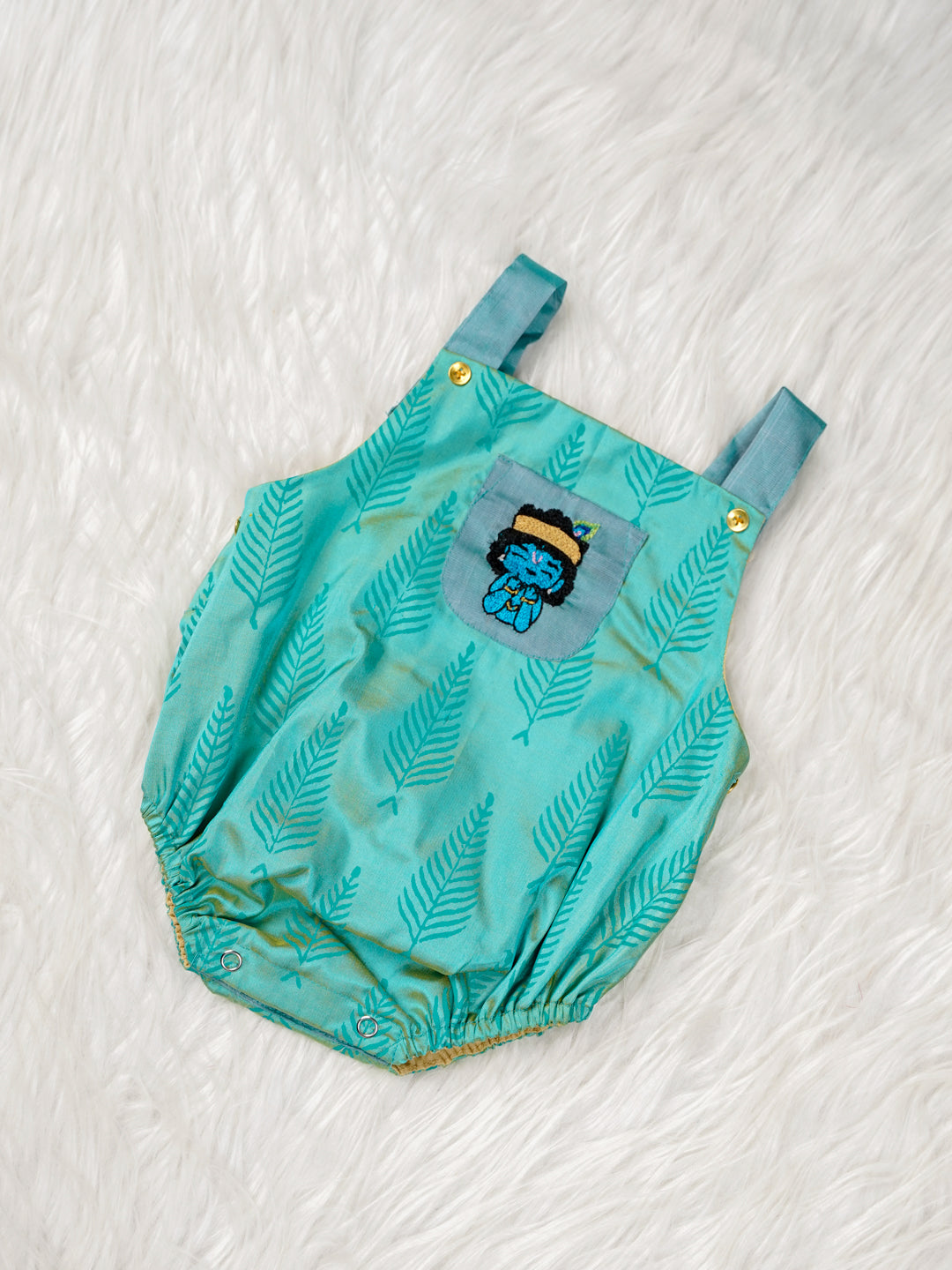 Little Krishna Romper Set – Peacock Blue Edition