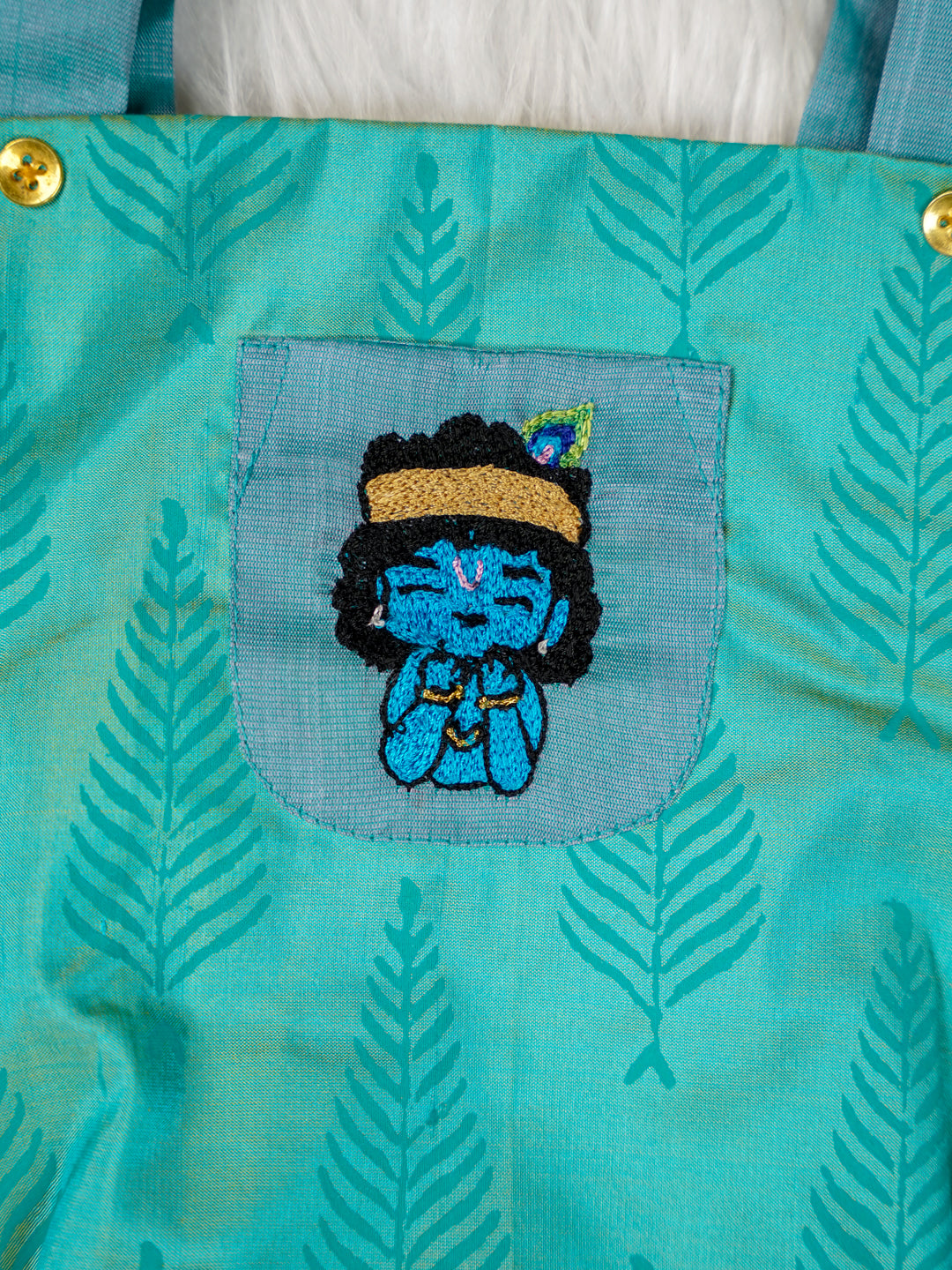 Little Krishna Romper Set – Peacock Blue Edition
