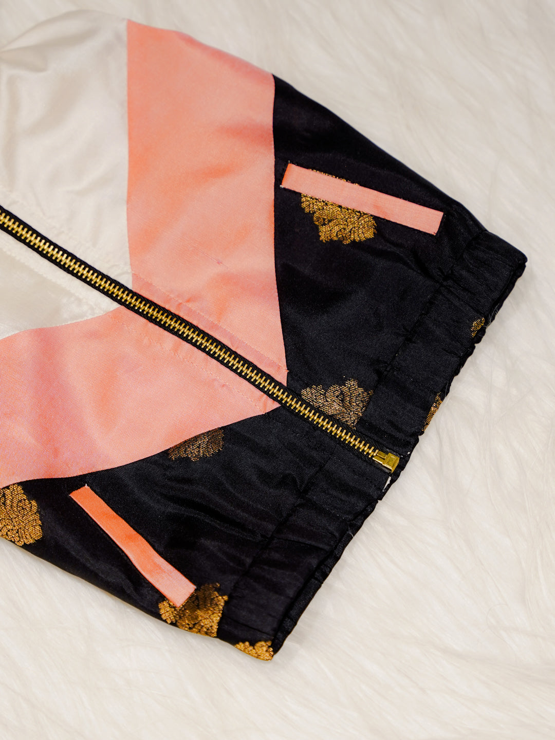 Ivory Newborn Unisex Hooded Jacket with Contrast Panels