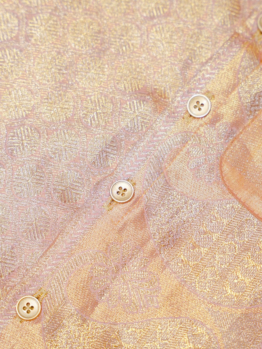 Peach Gold Boy Romper with Zari Motif