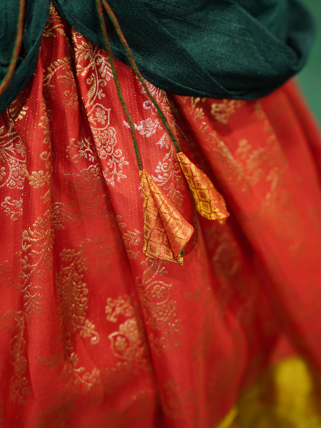 Cinderella-Inspired Red & Gold Fairytale Gown for Girls