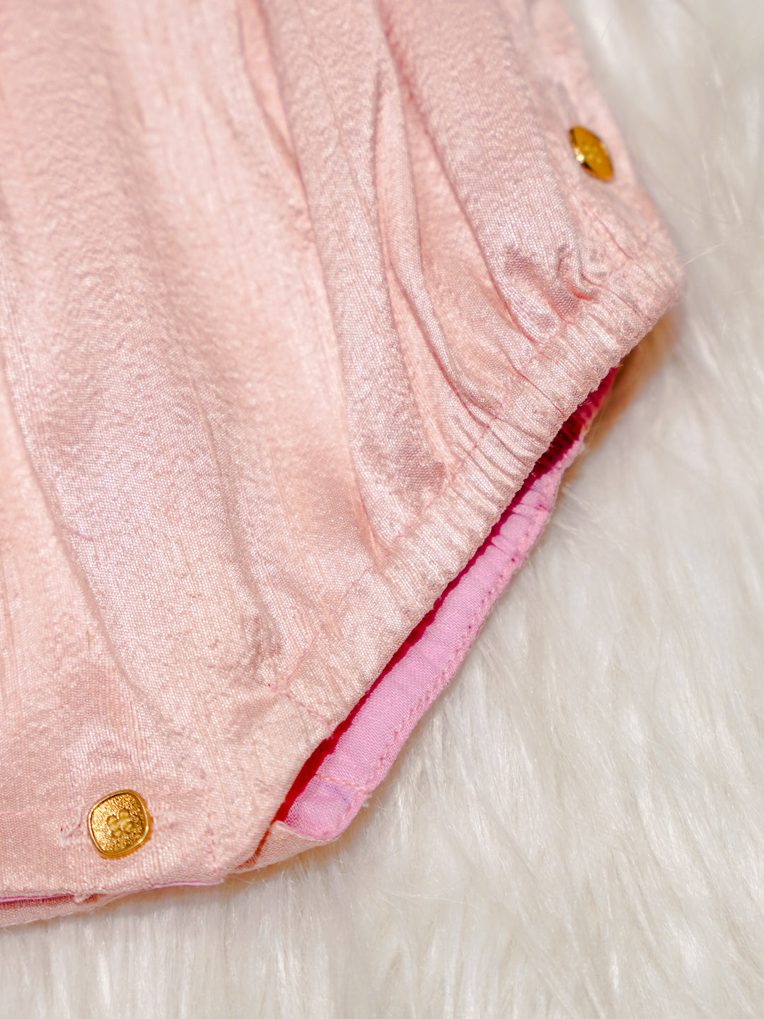 Blush Pink Newborn Girl Romper with Lavender Yoke