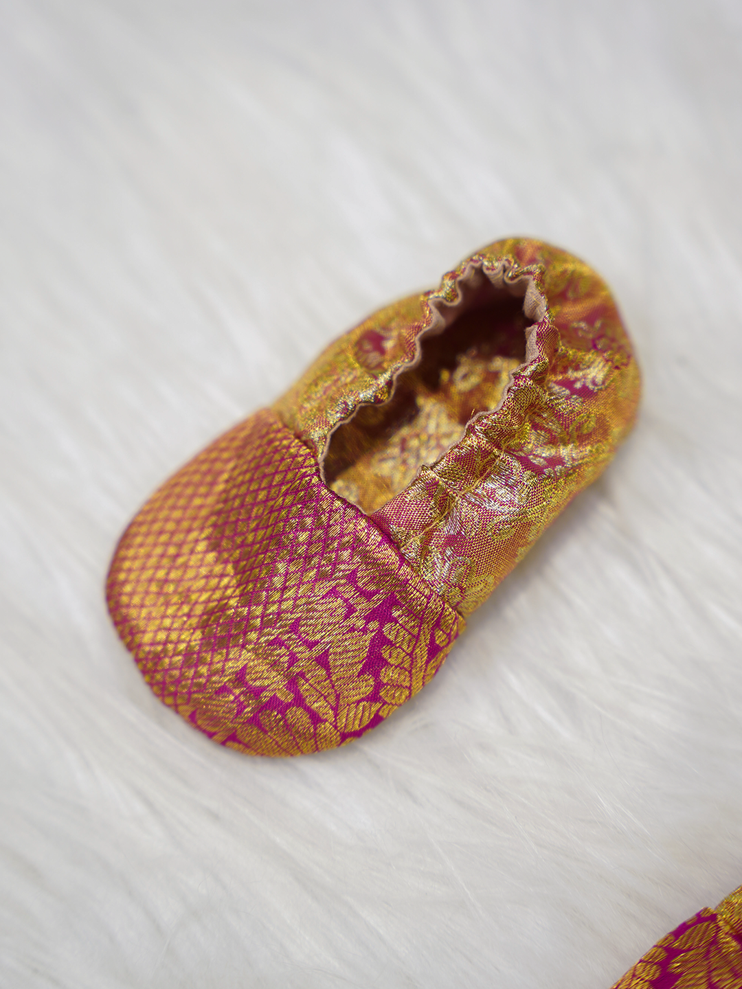 Rani Pink & Gold Kanchipuram Silk Brocade Romper Set