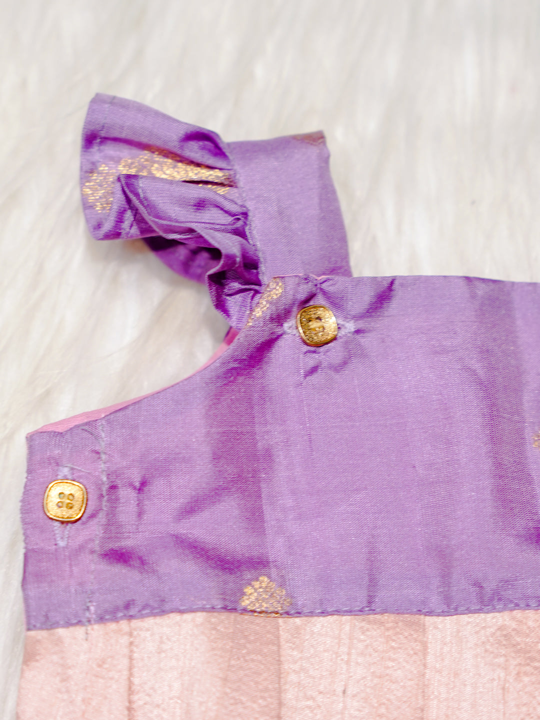 Blush Pink Newborn Girl Romper with Lavender Yoke