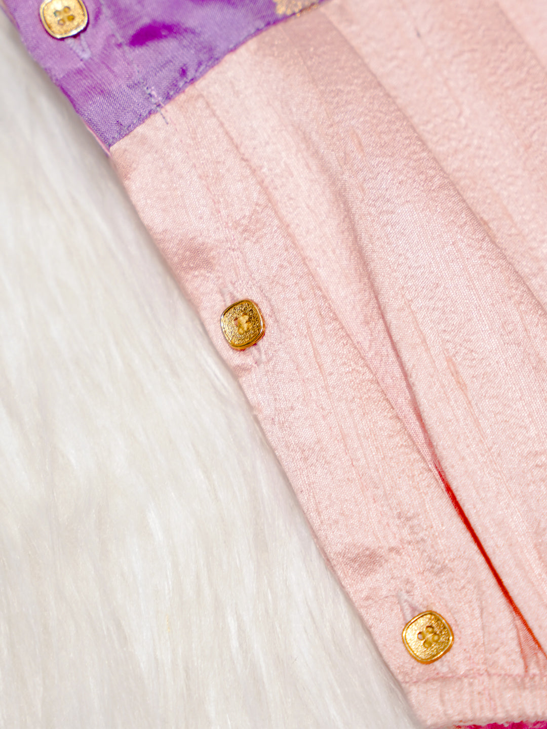 Blush Pink Newborn Girl Romper with Lavender Yoke