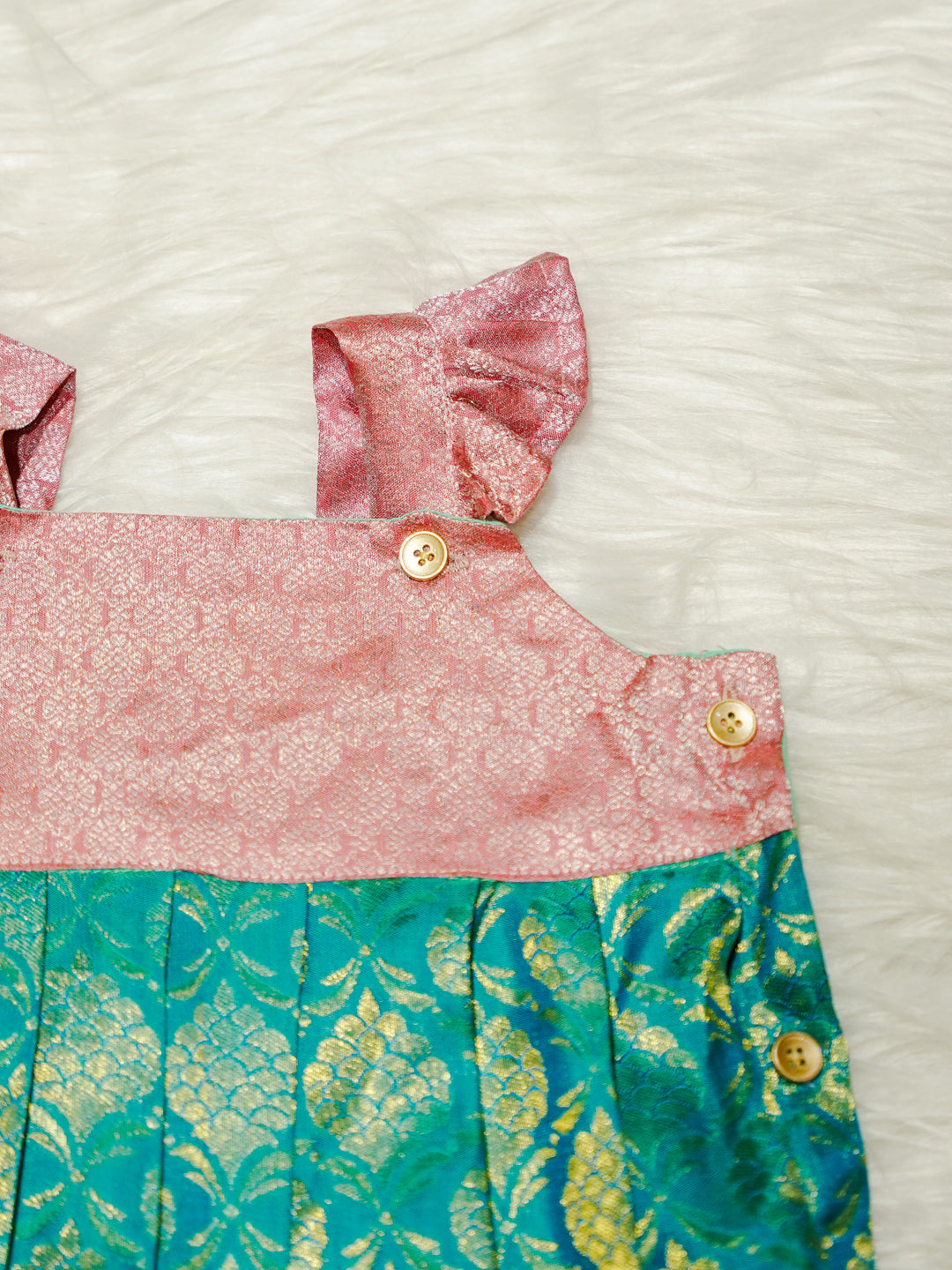 Aqua Blue & Pink Newborn Girl Romper