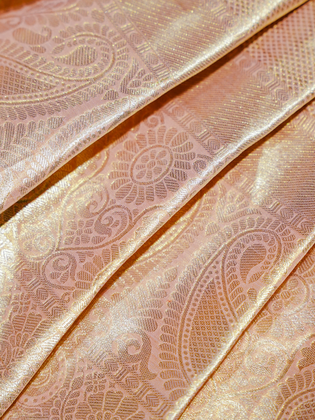 Blush Pink Kanchipuram Silk Baby Gown with Bow