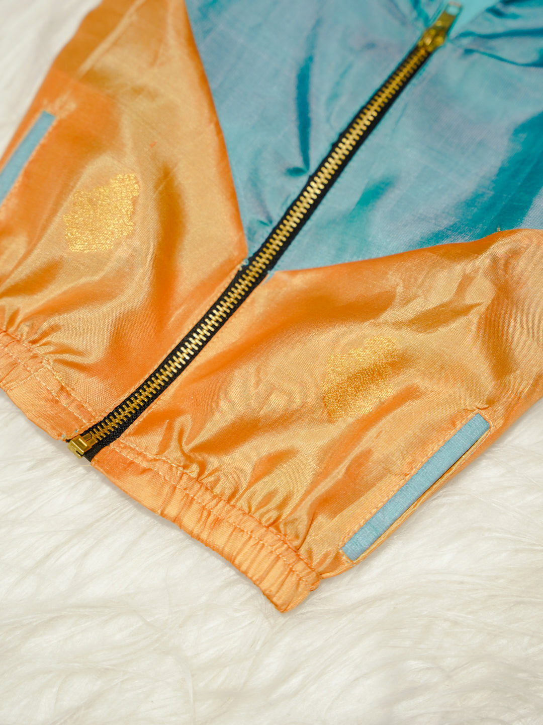 Sky Blue Newborn Hooded Jacket with Zari Motifs