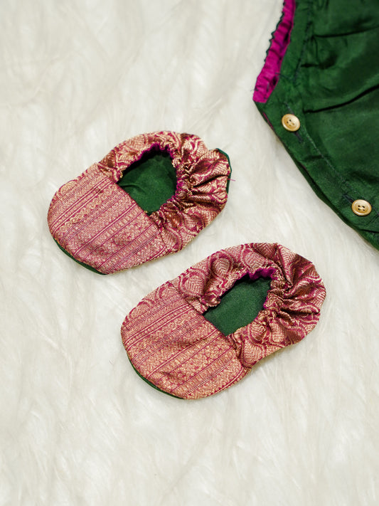Bottle Green & Rose Gold Newborn Girl Romper