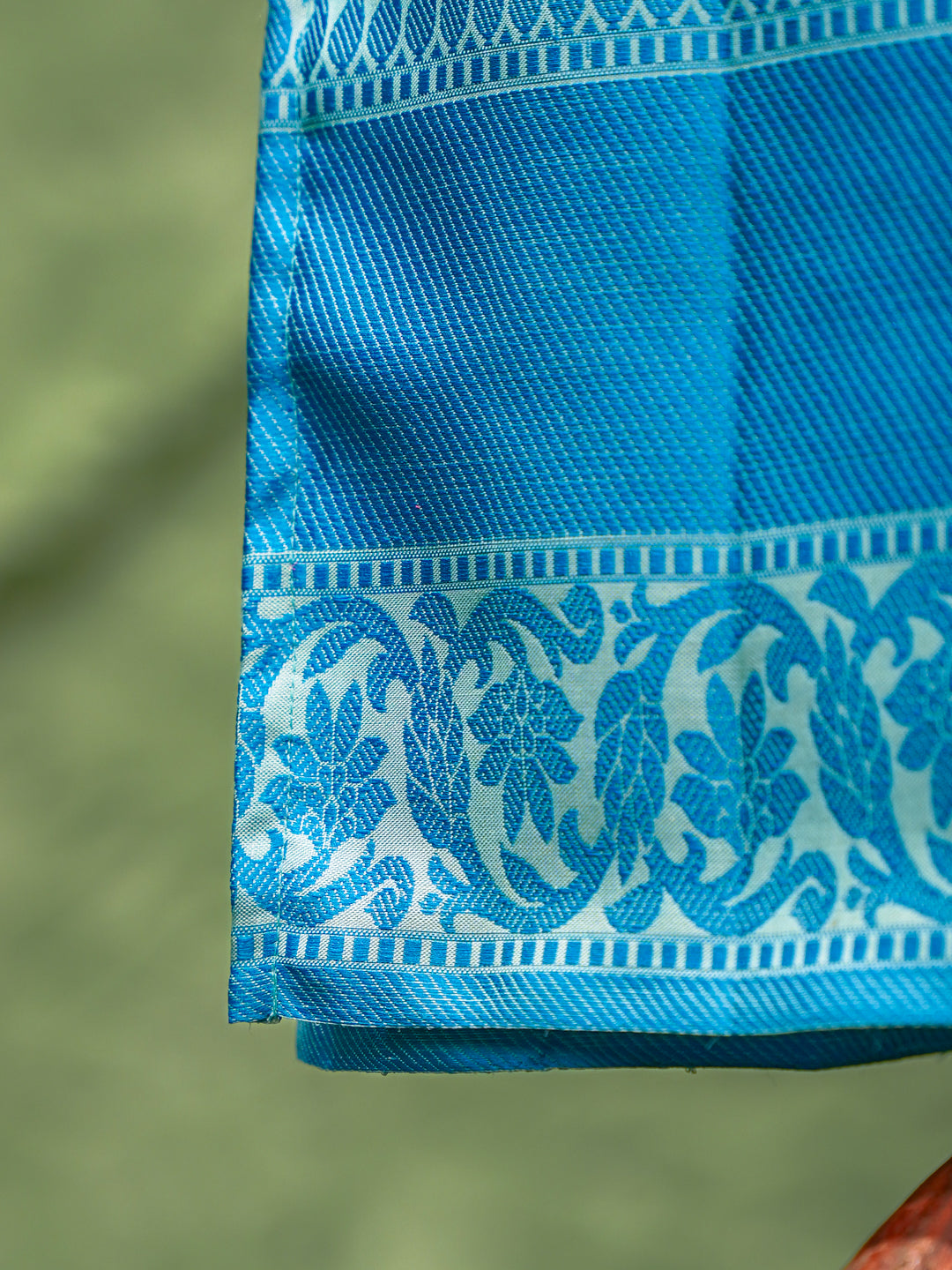Blue Kids Vesti & Shirt Set — Pure Kanchipuram Silk with Zari Border