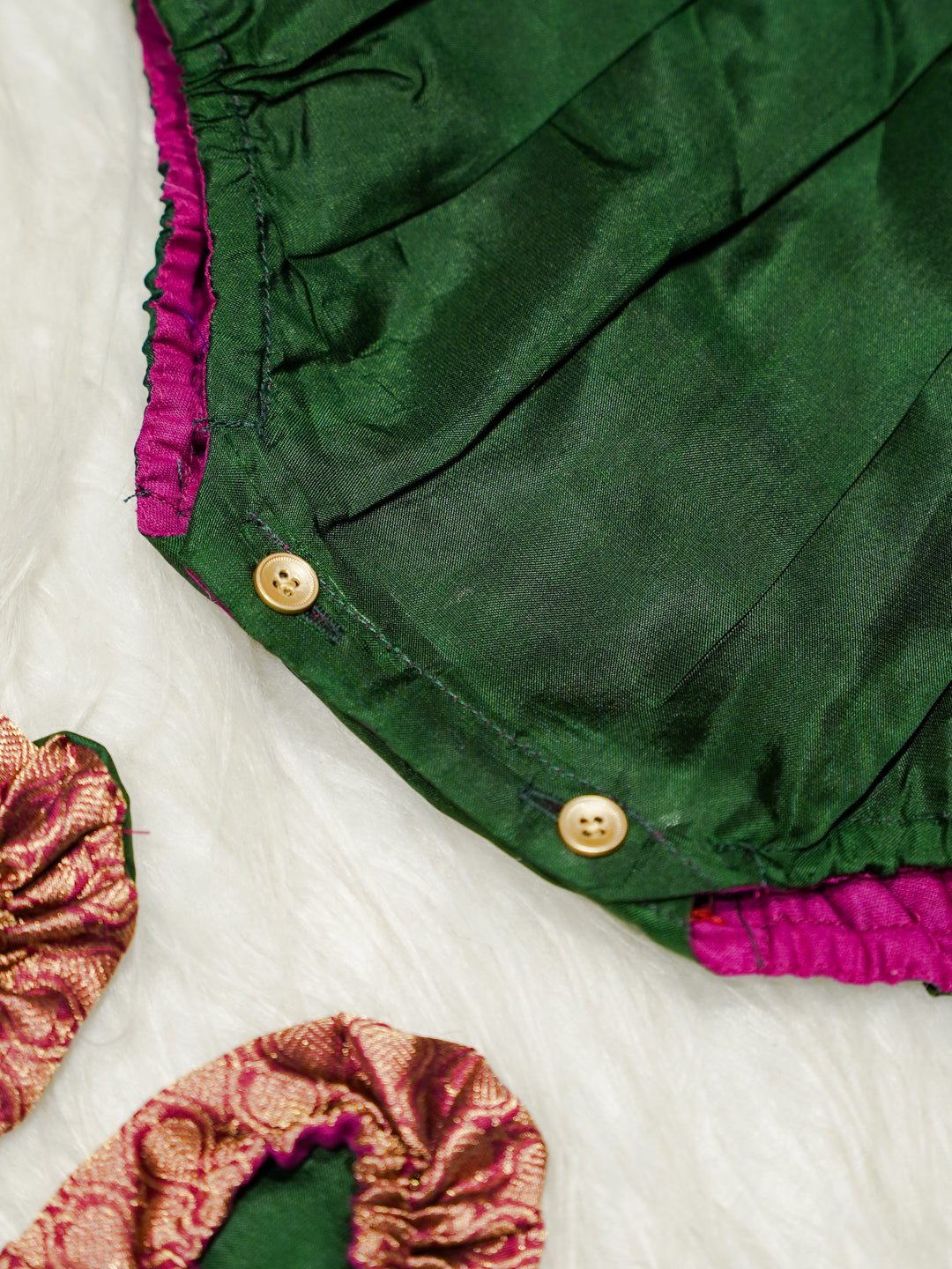 Bottle Green & Rose Gold Newborn Girl Romper