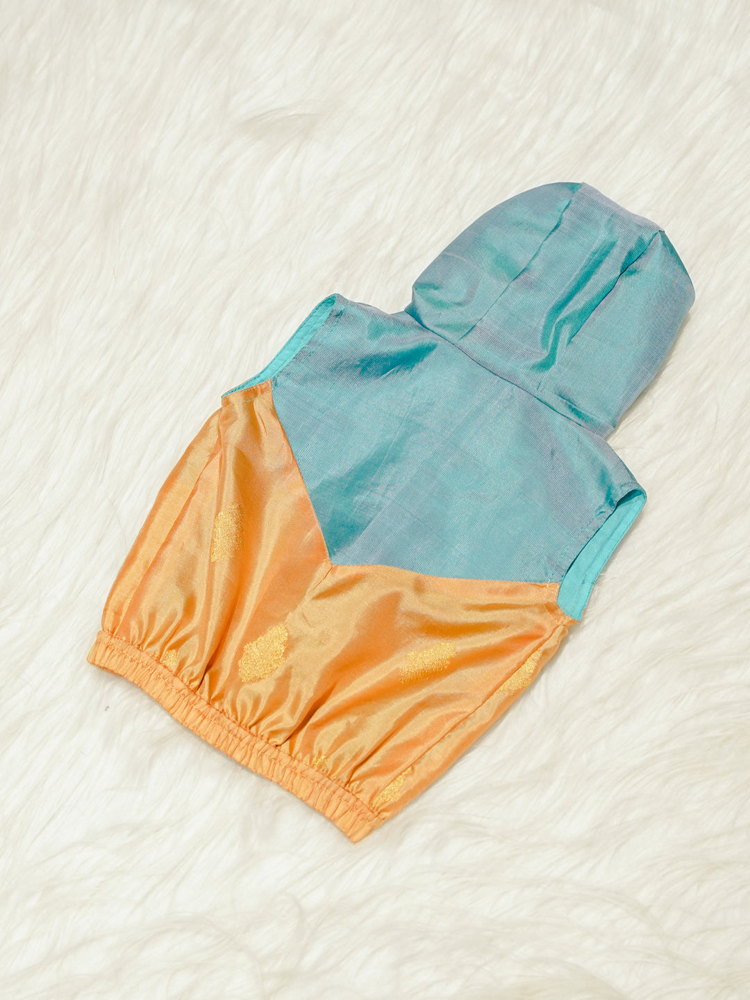 Sky Blue Newborn Hooded Jacket with Zari Motifs